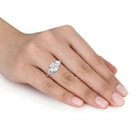 Miabella Women's 4- Carat T.G.W. Октагон, бело, создаден прстен за ангажман со 3-камен со 3-камен, стерлинг