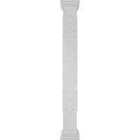 Ekena Millwork 12 W 10'H Craftsman Classic Square Non-Tapered Large Barkesh Fretwork Column W Crown Capital & Crown Base