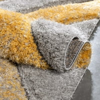 Добро ткаен Сан Франциско Малибу, жолт модерен Трелис Оги 3'11 5'3 Област килим