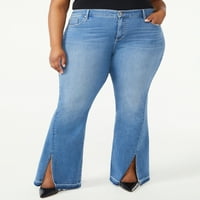 Sofia фармерки, женски плус големина Мелиса кривини одблесоци поделени фармерки од полите