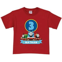 Персонализирана маица за момчиња на Томас и пријатели Црвен роденден во големини: 2t, 3t, 4t, 5 6t