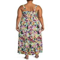 Terra & Sky Women's Plus Plus Size Tiered Maxi фустан