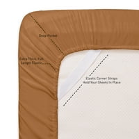 Слатка домашна серија за кревети за кревети - Дополнителен мек микрофибер длабок џеб -лист - мока, полн