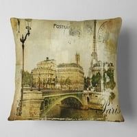 Дизајнрт Гроздобер Париз - Апстрактна перница за фрлање градски пејзаж - 16x16