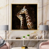 DesignArt 'Затвори од две жирафи што се бакнуваат со јас, обврскана платна од платно, печатење на wallидови