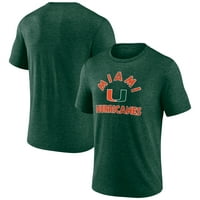Машки фанатици брендирани со хердер зелена зелена урагани во Мајами ретро лак три-мешавина маица