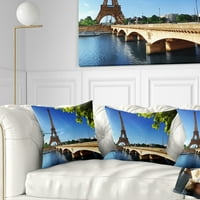 Дизајнрт Мост до Париз Париз Ајфел кулапарис - перница за фрлање градски пејзаж - 18х18