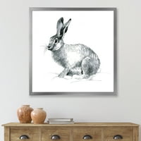 DesignArt „Црно -бел портрет на зајакот“ фарма куќа врамена уметничка печатење