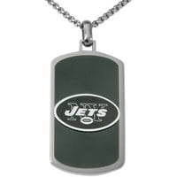 Лиценциран од не'рѓосувачки челик NFL New York Jets Tag Tag Logo приврзок, 22 синџир