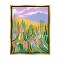 СТУПЕЛ ИНДУСТРИИ Апстрактни кактус растенија пустински дини сликање металик злато лебдечки врамени платно