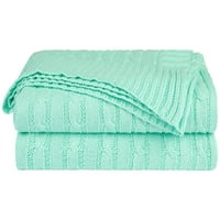 Единствени поволни цени памучен кабел плетен кревет ќебе бледо зелена 51 59