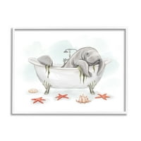 СТУПЕЛ ИНДУСТРИИ МАНАТИЕ МАСТИВИ живот пливање када за бања за сликање графичка уметност бела врамена уметност wallидна уметност, дизајн од Ziwei Li li