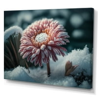 ДизајнАрт, цветен розов Гербера цвет во зима јас платно wallидна уметност