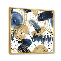 Темно сина и златна текстура со апстрактна шема врамена сликарска платно уметност печатење