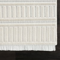 Обединети ткајачи Keya naaz модерен геометриски акцент килим, бел, 1'10 3