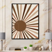 DesignArt 'Светла минималистичка сјајна теракота Сончеви зраци на модерните врамени платно wallидни уметности