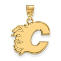 Логорт 10К жолто злато NHL лого -лого Калгари Фламен буква Ц среден приврзок