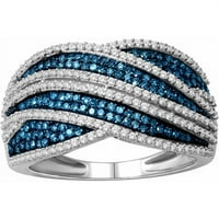 Карат Т.В. Сино -бел дијамант 10kt Бело злато моден прстен