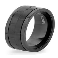 Црно позлатен не'рѓосувачки челик двојно вртење прстен