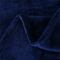 Главни мрежи Супер меко индиго сино полиестерско плишано ќебе, крал 102 x90
