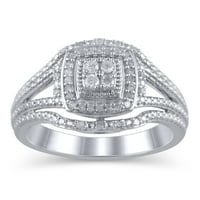 Карат Т.В. JK -i2i засекогаш невеста - ограничено издание моден прстен со дијамантски перничиња во Стерлинг