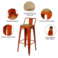 Дизајнерска група метални столици со метални шипки со светло дрво сет од 6, портокалова крв