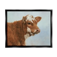 СТУПЕЛ ИНДУСТРИИ кафеава млечна крава детална фарма за сликање животни, сликање џет црно лебдечко платно печатено wallид уметност, дизајн од Дејвид Стриблинг