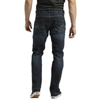 Сребрени фармерки копродукции Машки Алан Слим се вклопуваат со фармерки со права нозе, големини на половината