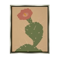 Sumbell Industries Prickly Boho Cactus Flower Modern Pictorial Plant Graphic Art Luster Grey Floating Framed