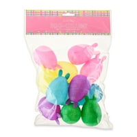 Спакувана забава „јајце-штра хопи“ велигденски буни во форма на сјајни јајца, пластика, 12ct, повеќе бои