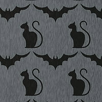 Едноставно мачки мачки и лилјаци челични сиви за Ноќта на вештерките, килим, 5 'круг