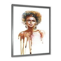 DesignArt 'Портрет на афро -американска жена xiii' модерен врамен уметнички принт