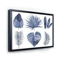DesignArt 'Сини акварели тропски лисја iv' традиционална врамена платна wallидна уметност печатење