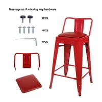 Дизајн Група црвена средна задната висина метална лента столици со црвено веганско кожено седиште, сет од