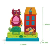 Замислете ја загатката - градска тема - дрвена загатка со магнетна играчка за мали деца