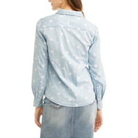Женска печатена кошула од тексас